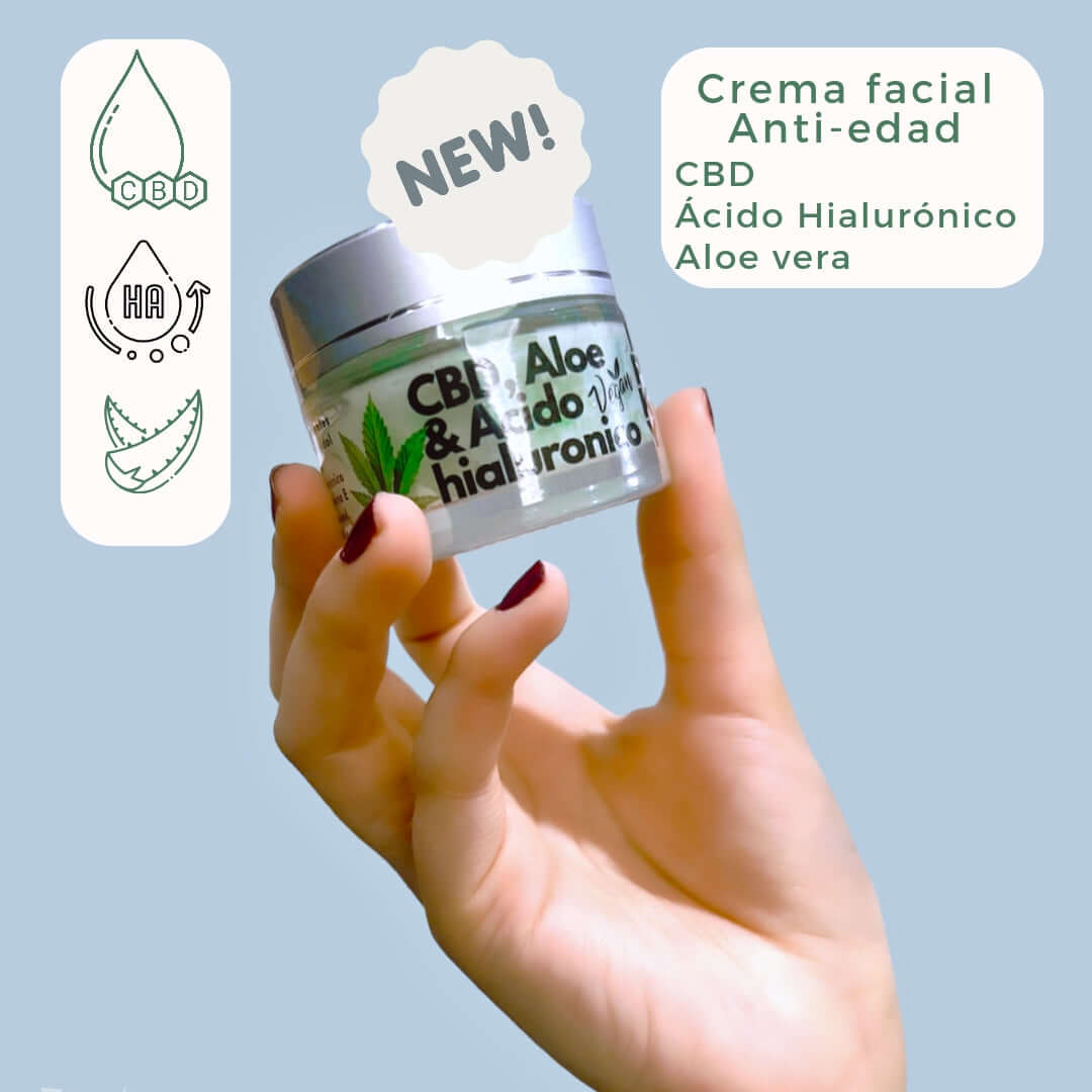 CBD crema antioxidante facial con ácido hialurónico y Aloe vera