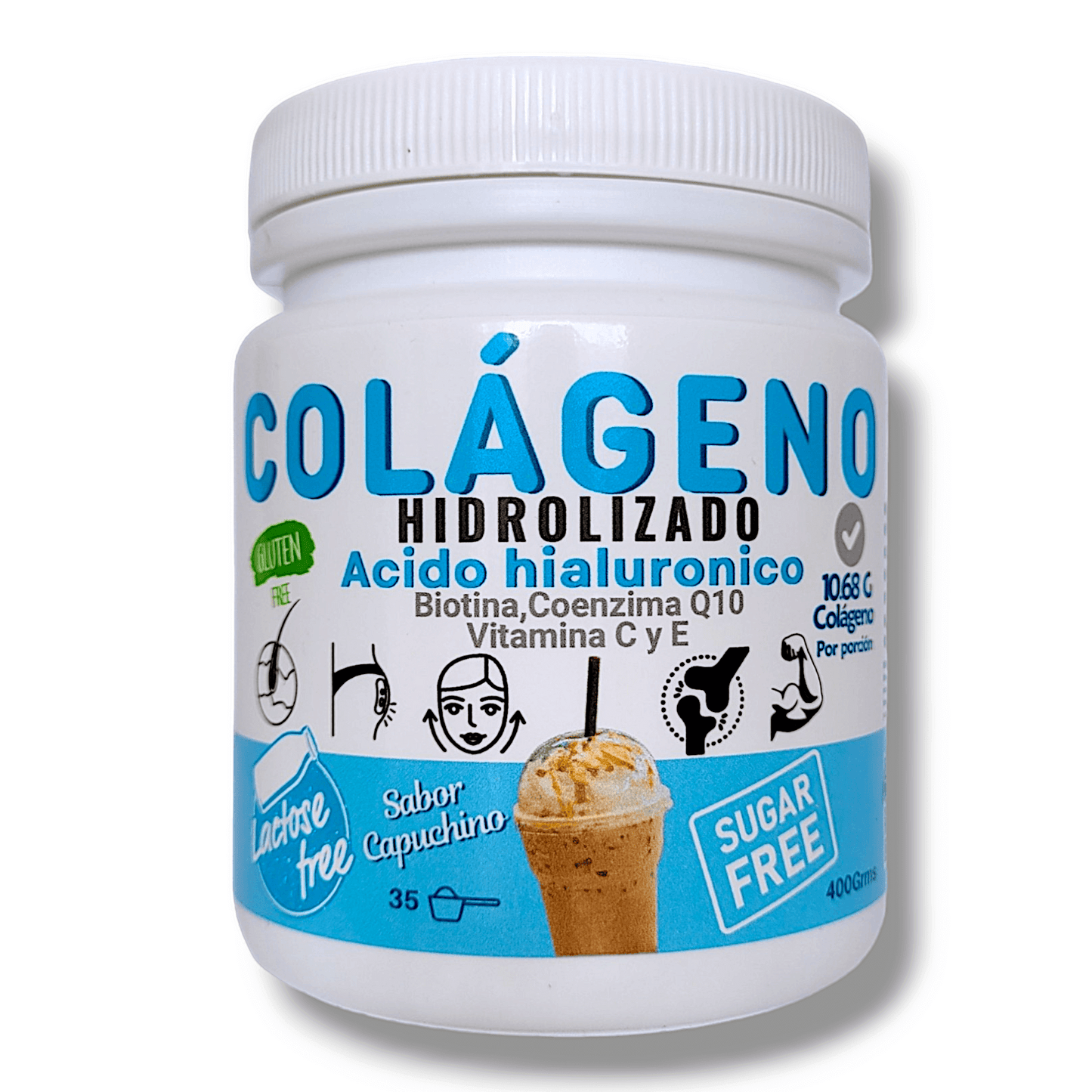 Colágeno hidrolizado adicionado con acido hialurónico,Biotina ,Coenzima Q10 Vitamina CyE